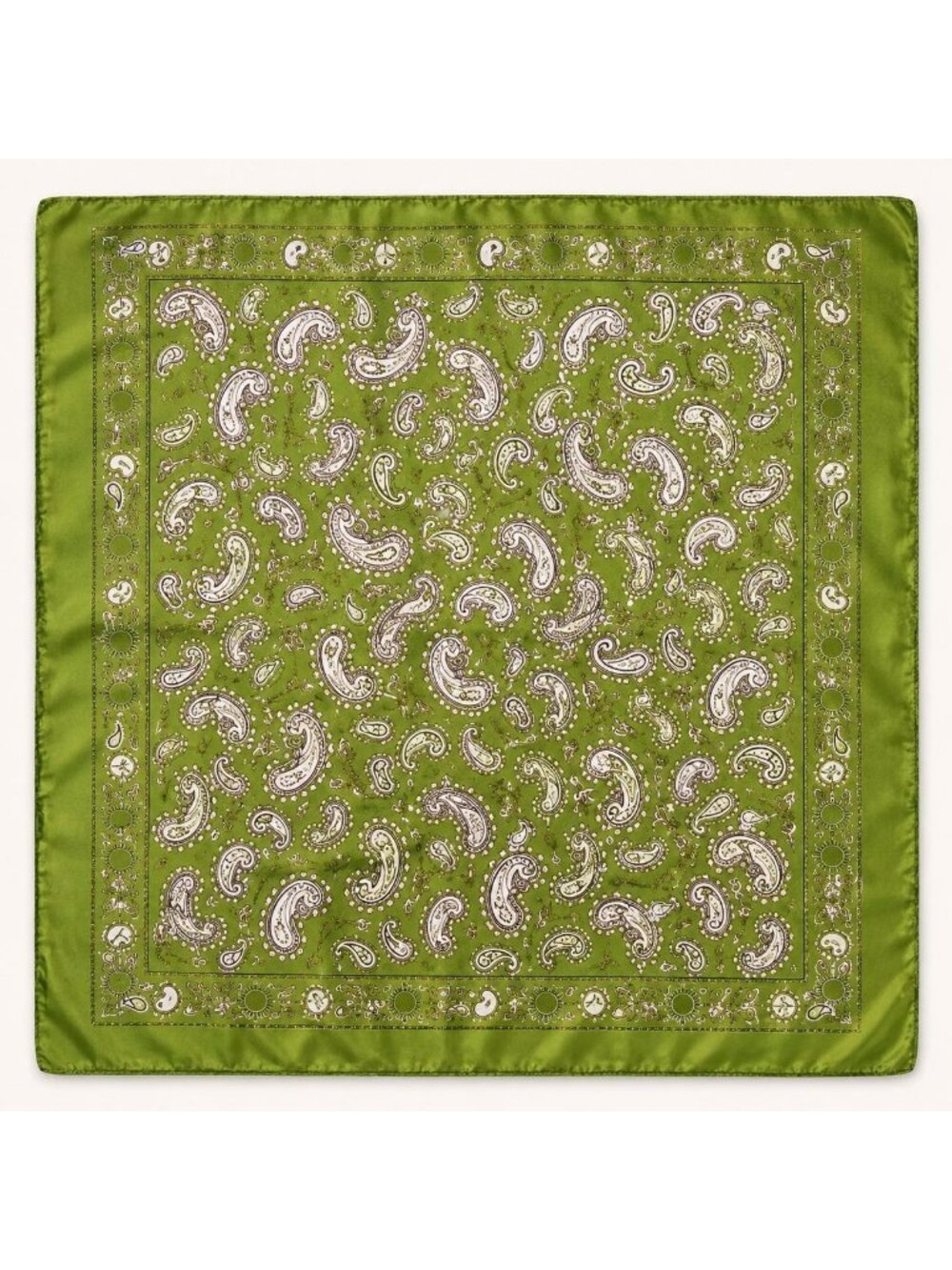 Olive Green Satin Paisley Scarf Women Square Hair Neck Scarf Boho Western Bandan